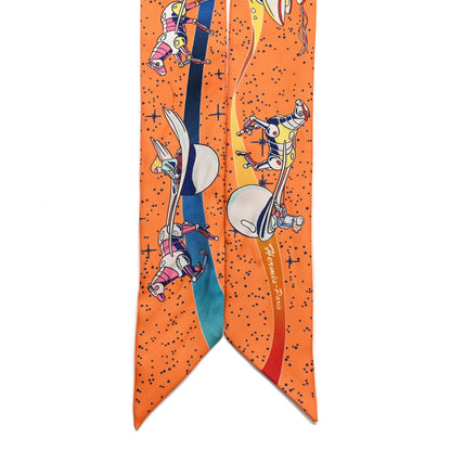 Hermes Silk Space Derby Twilly Orange Jaune Bleu 2 of 5