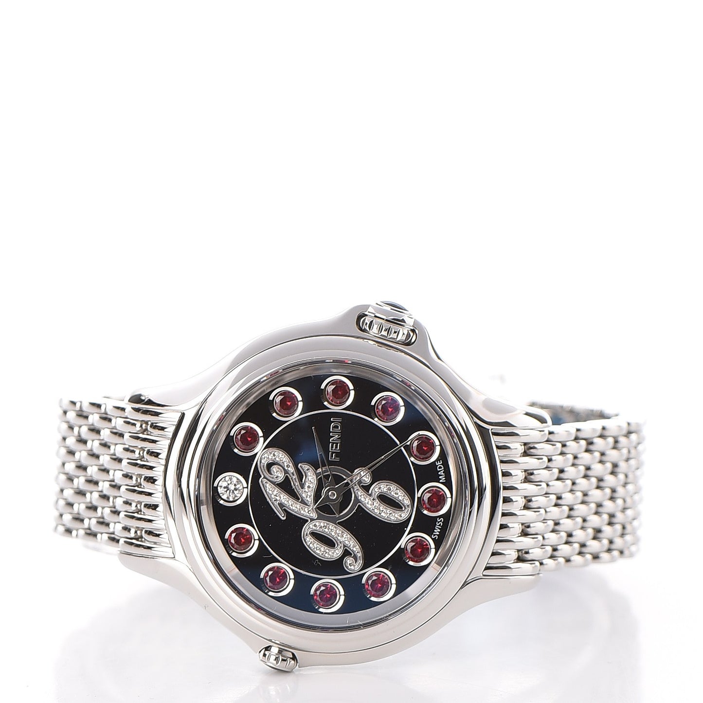 Stainless Steel Diamond Topaz 38mm Crazy Carats Rotating Gem Quartz Watch Black