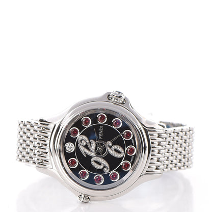 Fendi Stainless Steel Diamond Topaz 38mm Crazy Carats Rotating Gem Quartz Watch Black 3 of 11