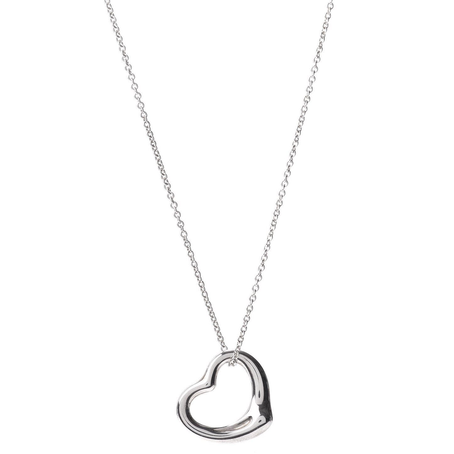 Sterling Silver 22mm Elsa Peretti Open Heart Pendant Necklace