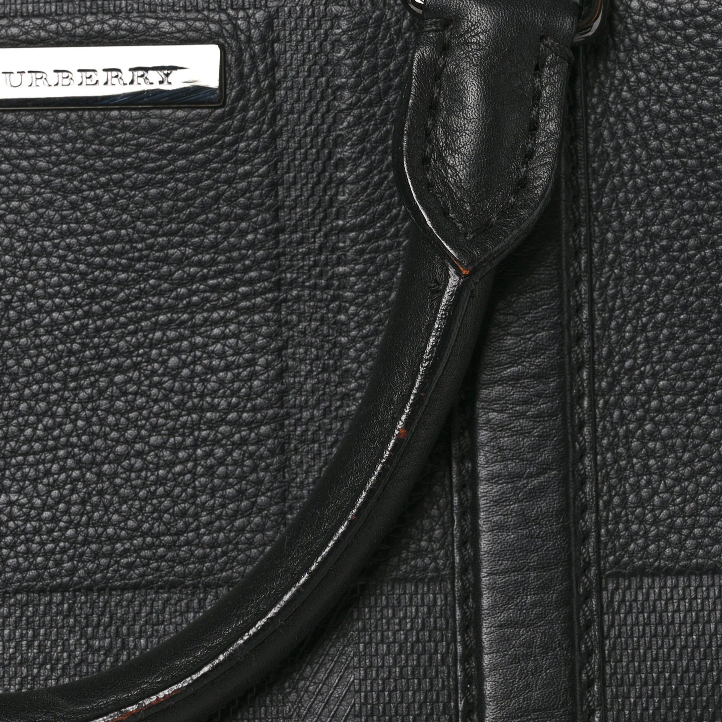 Heritage Grain Check Embossed Briefcase Black