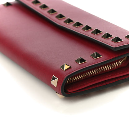 Valentino Garavani Vitello Rockstud Wristlet Travel Wallet Rubino 8 of 14