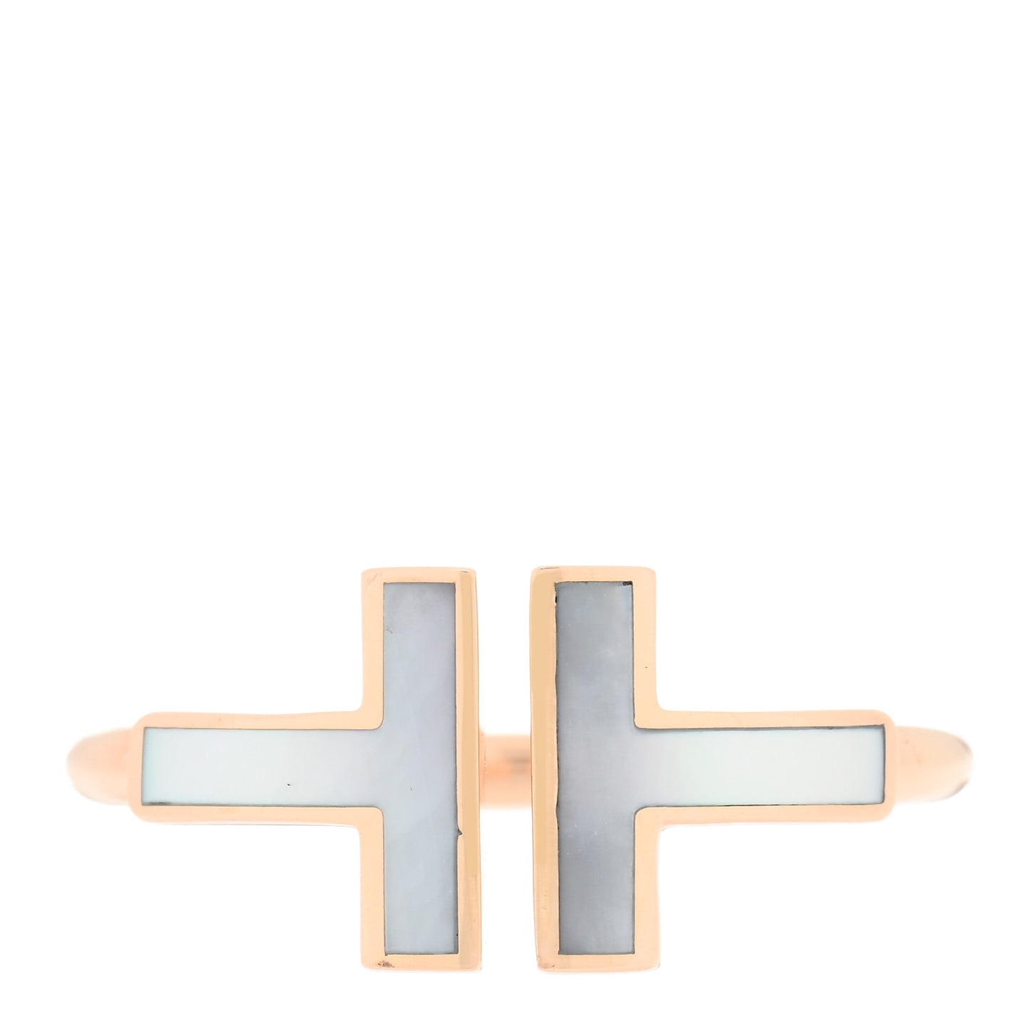 18K Rose Gold Mother of Pearl T Wire Ring 49 5