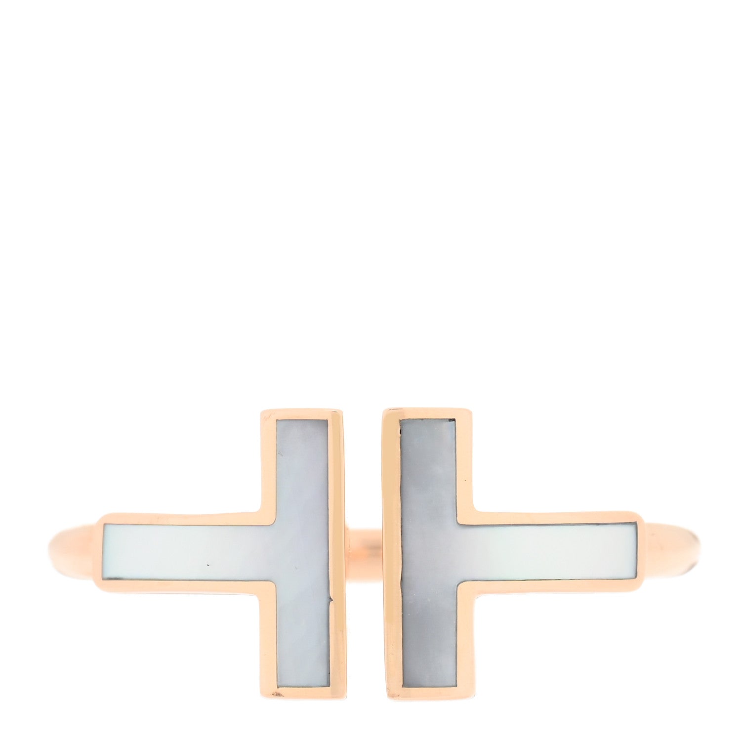 Tiffany 18K Rose Gold Mother of Pearl T Wire Ring 49 5 1 of 4
