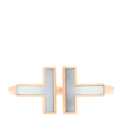 Tiffany 18K Rose Gold Mother of Pearl T Wire Ring 49 5 1 of 4