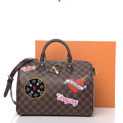 Louis Vuitton Damier Ebene Patches Speedy Bandouliere 30 11 of 11
