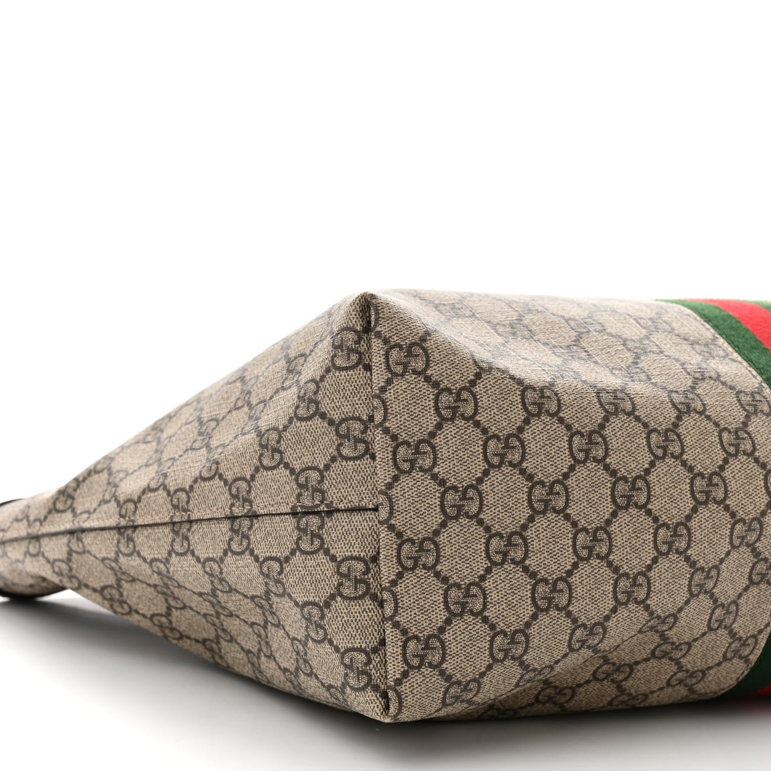 Gucci GG Supreme Monogram Textured Calfskin Web Medium Ophidia Shopping Tote Beige Ebony New Acero 9 of 11