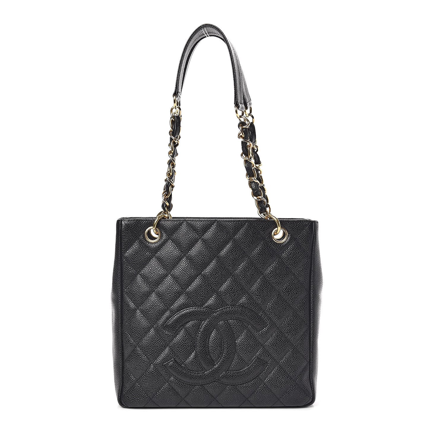 Caviar Quilted Petit Shopping Tote PST Black