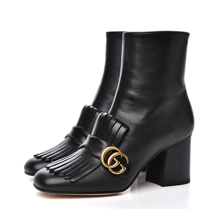 Gucci Malaga Kid GG Marmont Fringe 75mm Ankle Boots 39 Black 3 of 8