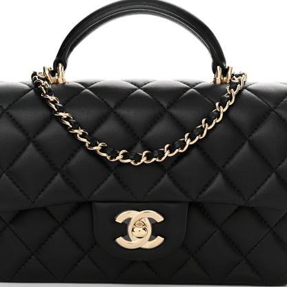 Chanel Lambskin Quilted Mini Top Handle Rectangular Flap Black 8 of 10