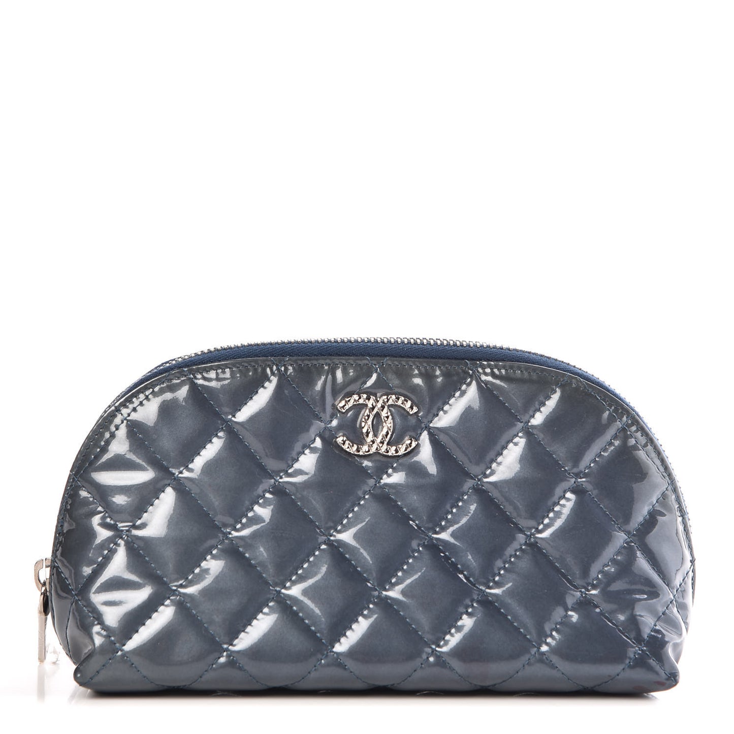 Vinyl Quilted Brilliant Cosmetic Case Royal Blue
