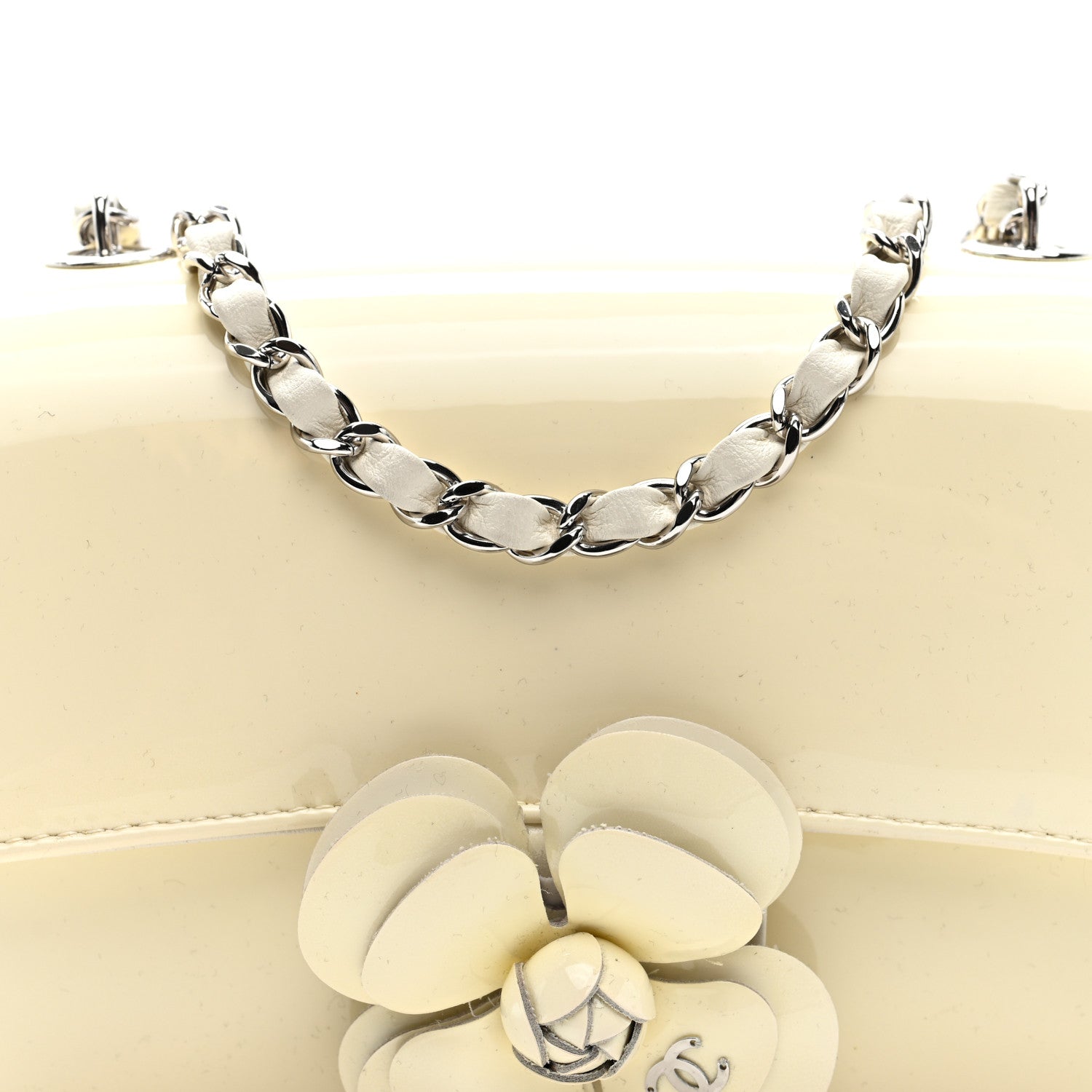 Chanel Patent Calfskin Small Camellia Single Flap White 8 of 10