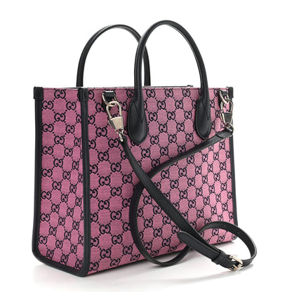 Gucci Monogram Multicolor Textured Dollar Calfskin Small Retro Interlocking G Tote Bag Pink Blue 3 of 10