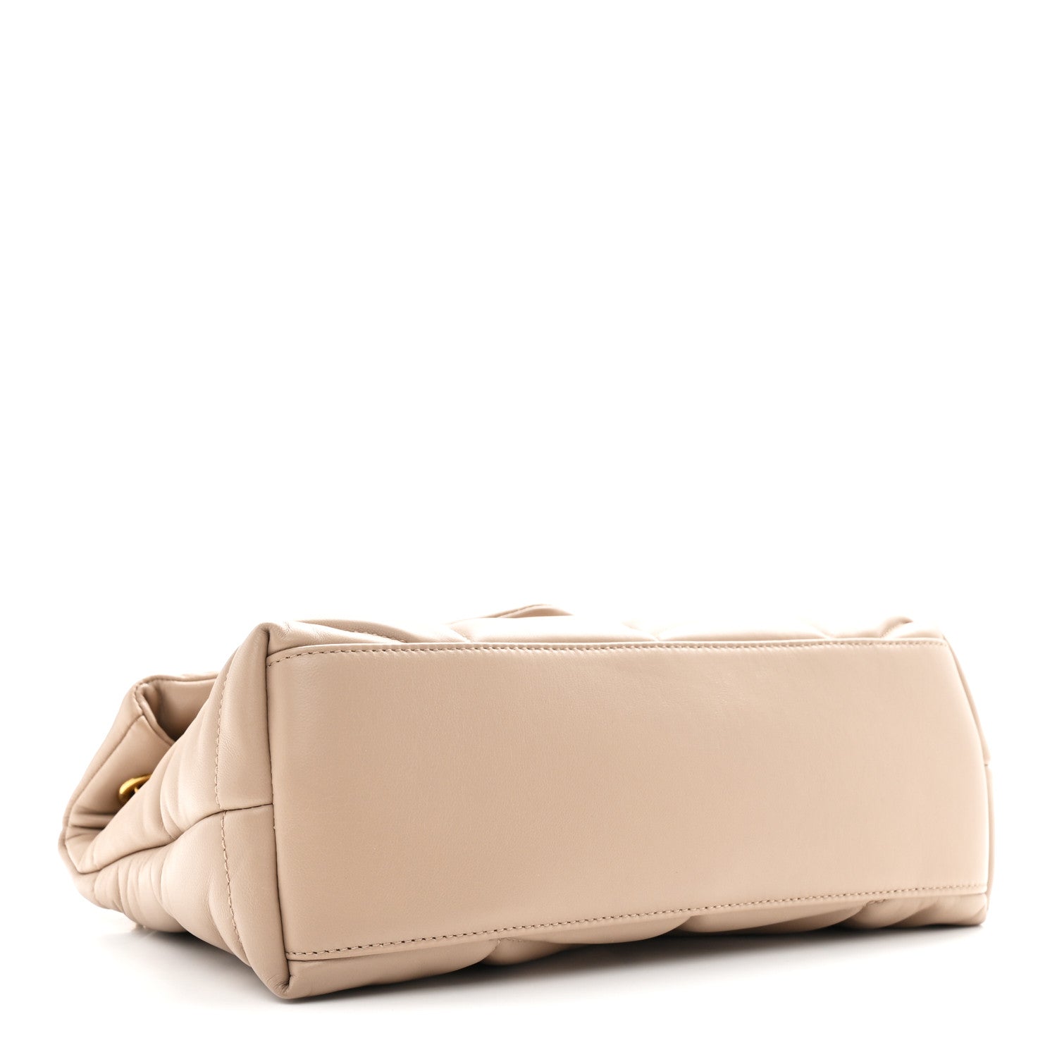 Saint Laurent Lambskin Quilted Small Loulou Puffer Monogram Chain Satchel Dark Beige 6 of 19