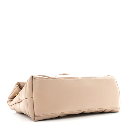 Saint Laurent Lambskin Quilted Small Loulou Puffer Monogram Chain Satchel Dark Beige 6 of 19
