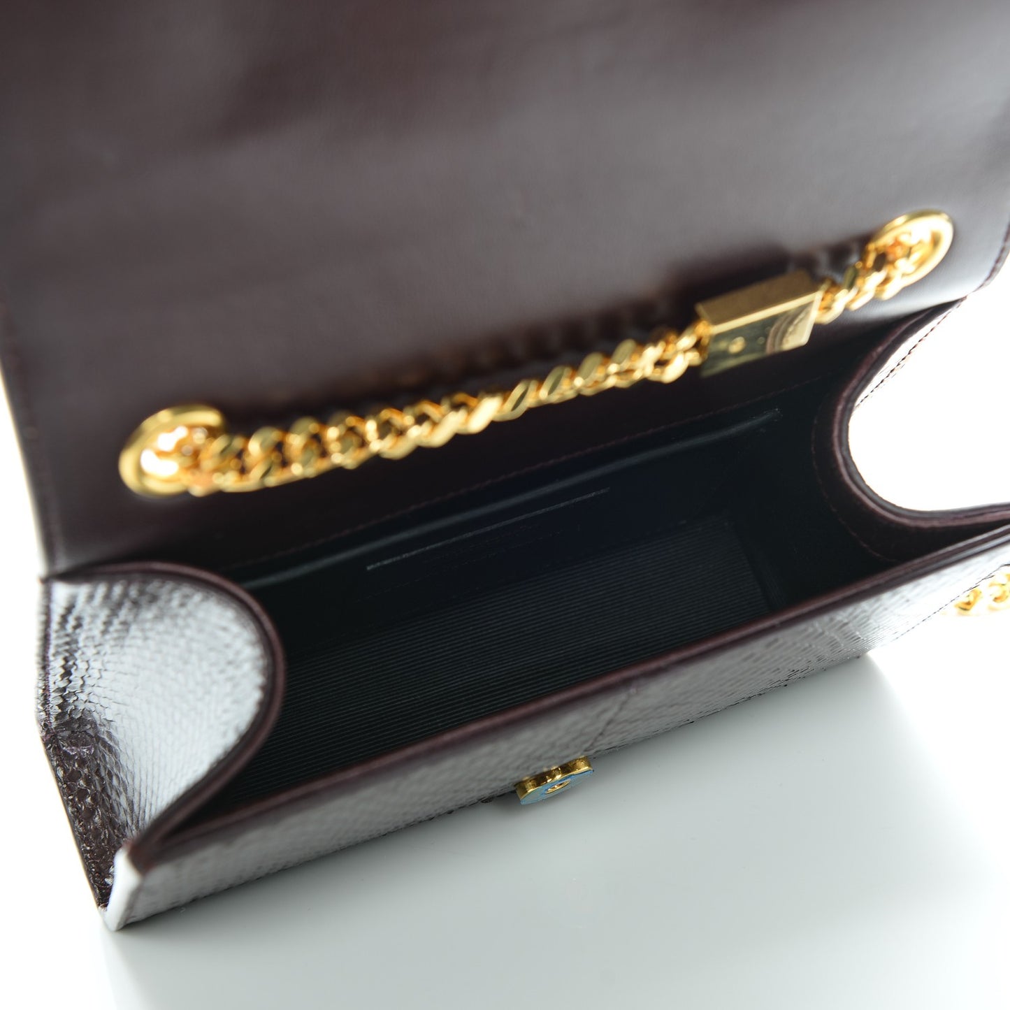 Snakeskin Small Classic Monogram Kate Tassel Satchel Bordeaux