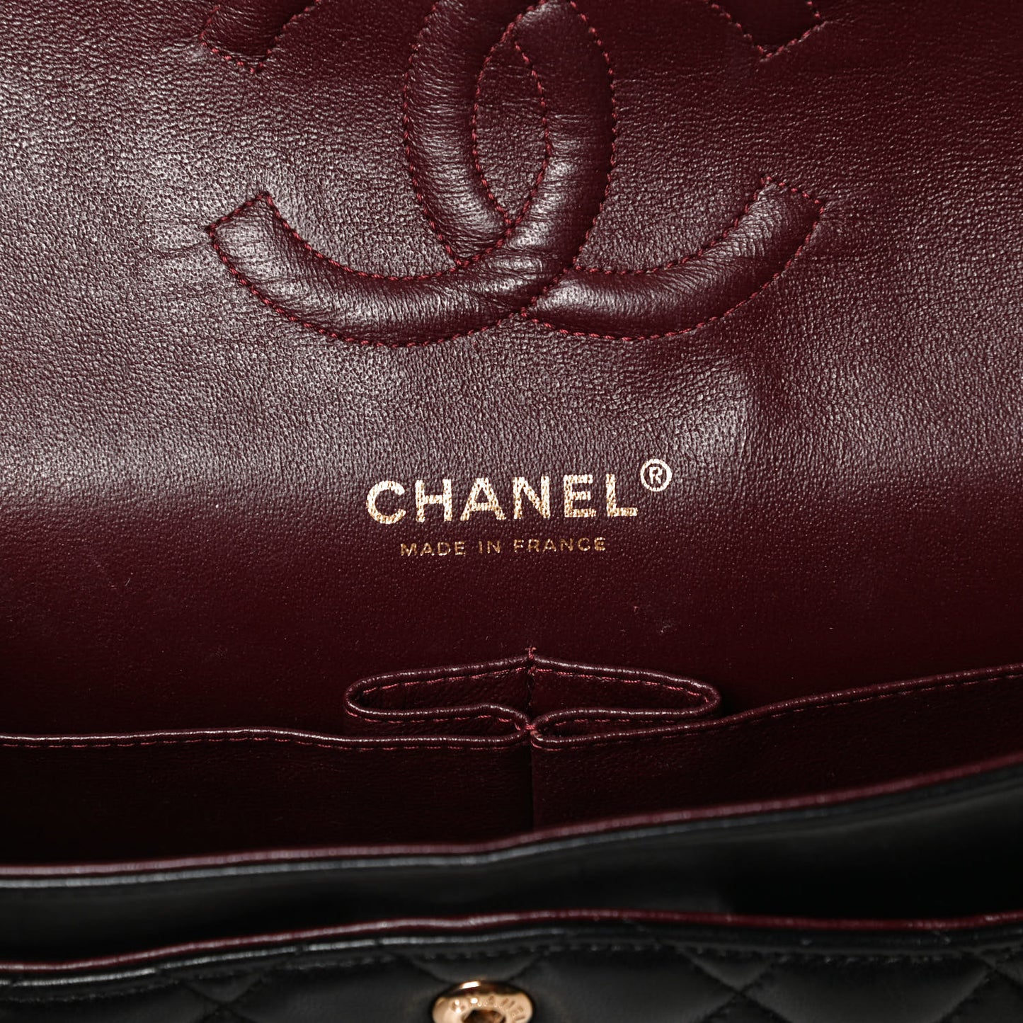 Lambskin Quilted Medium Double Flap Black