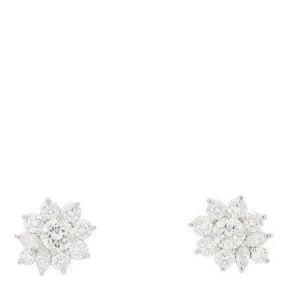 Tiffany Platinum Diamond 1.56ctw Cluster Earrings 1 of 5