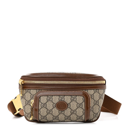 Gucci GG Supreme Monogram Textured Calfskin Retro Interlocking G Belt Bag Beige Ebony Brown Sugar 1 of 11