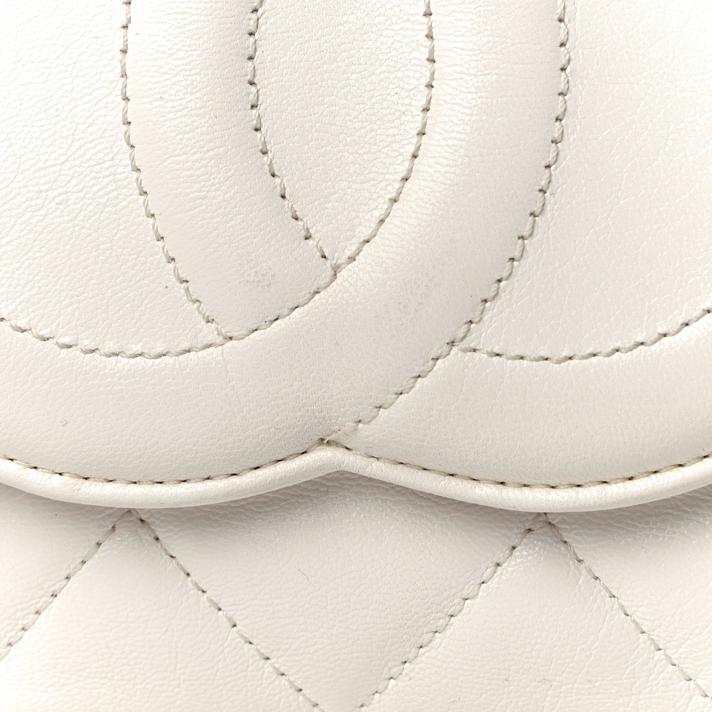Goatskin Quilted Timeless CC Clutch White