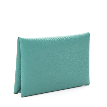 Hermes Epsom Calvi Card Case Bleu Paon 2 of 7
