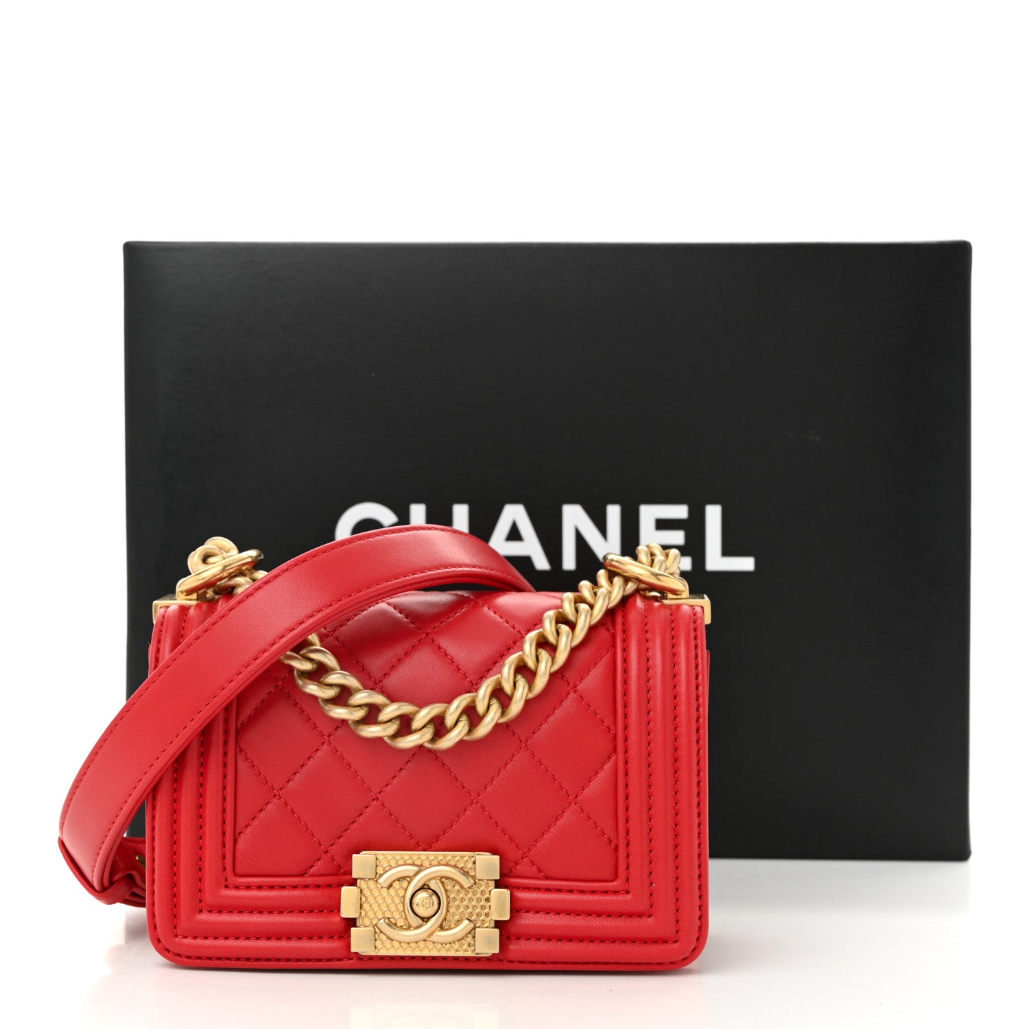 Chanel Lambskin Quilted Mini Boy Flap Red 11 of 11