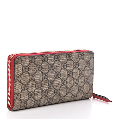 Gucci GG Supreme Monogram Bosco Patch Zip Around Wallet Beige Malva Hibiscus Red 3 of 7
