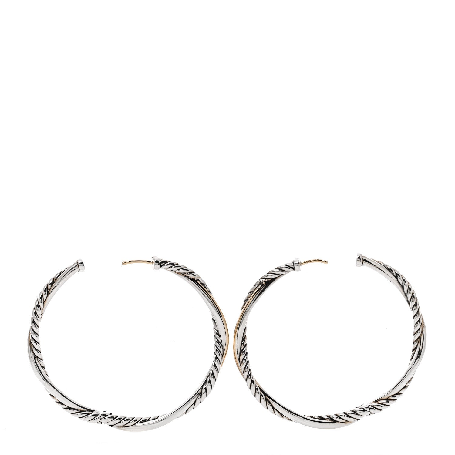 David Yurman Sterling Silver 14K Yellow Gold 42mm Infinity Hoop Earrings 3 of 5