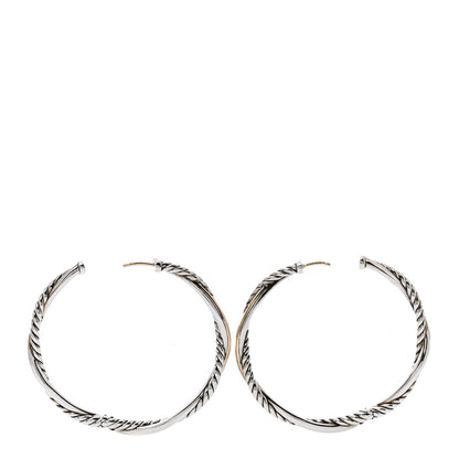 David Yurman Sterling Silver 14K Yellow Gold 42mm Infinity Hoop Earrings 3 of 5