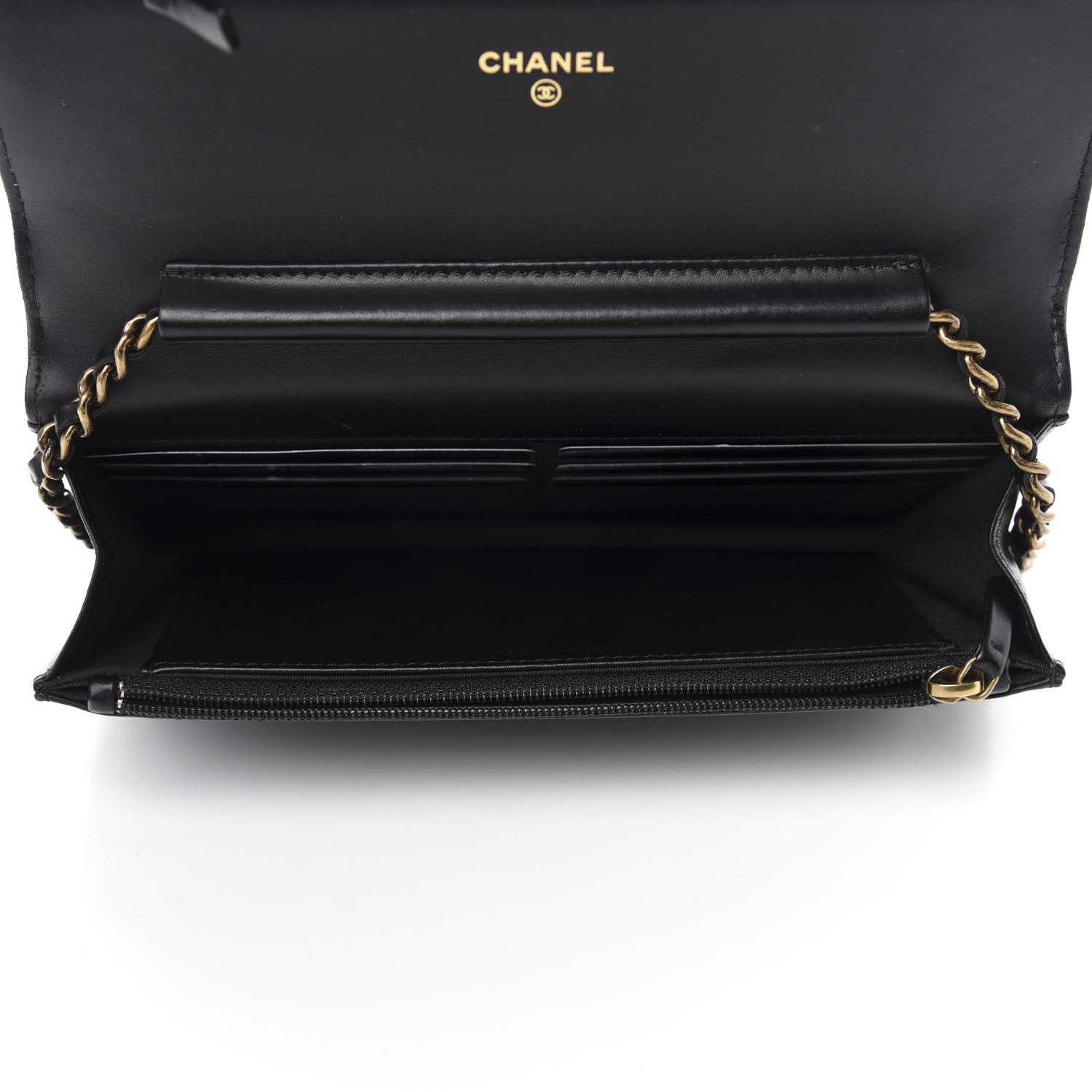 Chanel Patent Calfskin Quilted Boy Wallet On Chain WOC Black 5 of 12