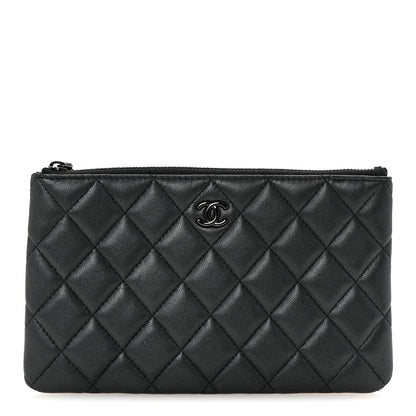 Chanel Pearly Lambskin Quilted Cosmetic Case So Black 1 of 8