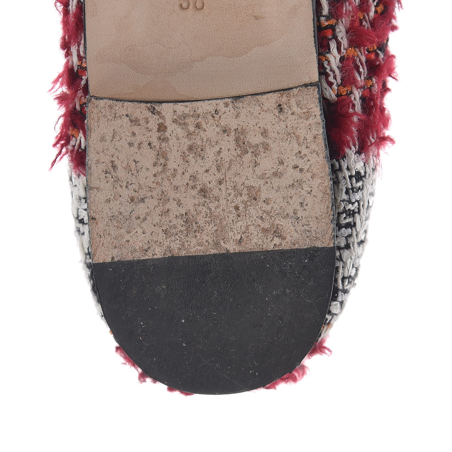 Chanel Tweed Cap Toe Loafers 38 Red Black 14 of 15