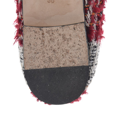 Chanel Tweed Cap Toe Loafers 38 Red Black 14 of 15