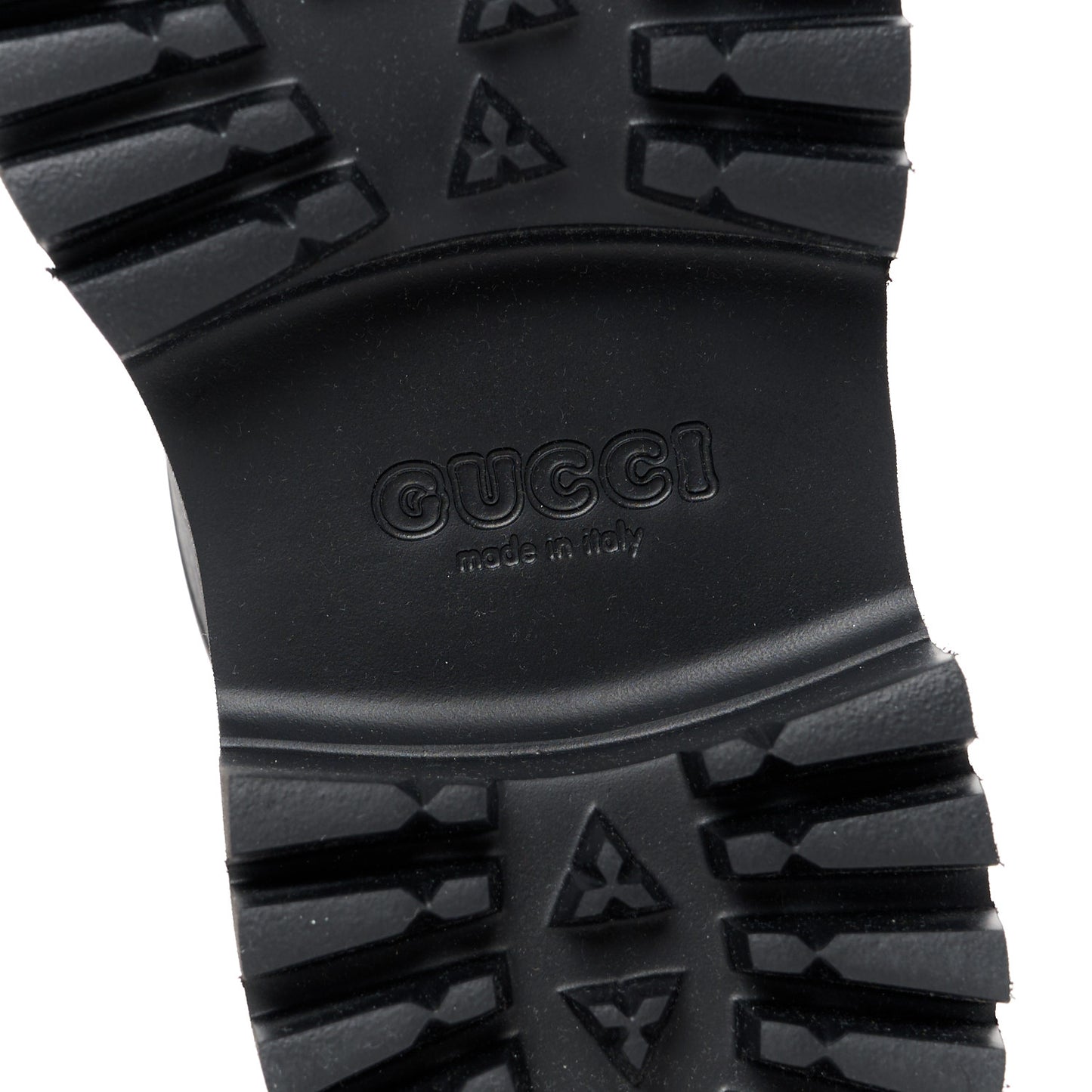 Rubber GG Monogram Perforated Elea Platform 55mm Lug Sole Sandals 36 Black