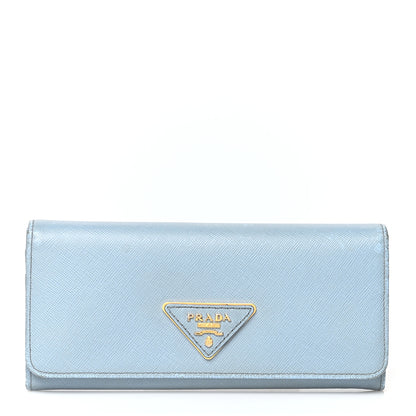 Prada Saffiano Triangle Continental Flap Wallet Astrale 1 of 13