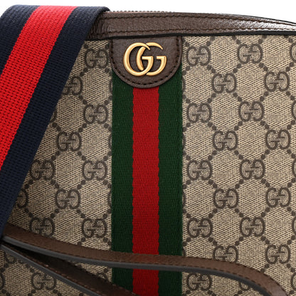 Gucci GG Supreme Monogram Textured Dollar Calfskin Web Ophidia Wristlet Shoulder Bag Beige Ebony New Acero 8 of 12