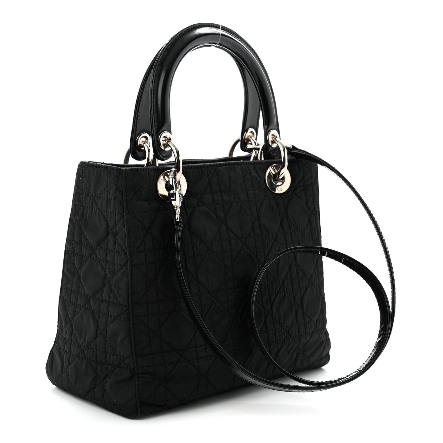 Nylon Cannage Medium Lady Dior Black