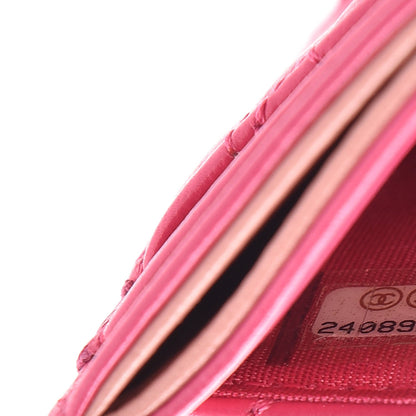 Chanel Lambskin Camellia Embossed Card Holder Fuchsia 8 of 9