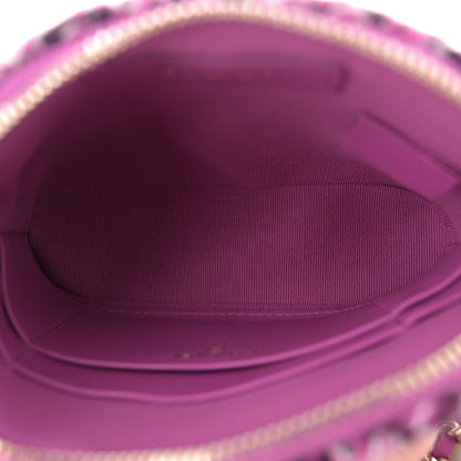 Chanel Tweed Quilted Mini Clutch With Chain Purple 5 of 10