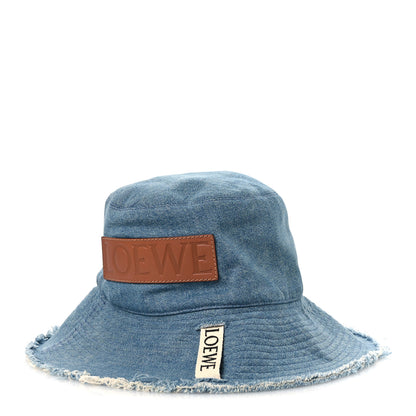 Loewe X PAULA'S IBIZA Denim Frayed Fisherman Bucket Hat 59 Blue 5 of 9