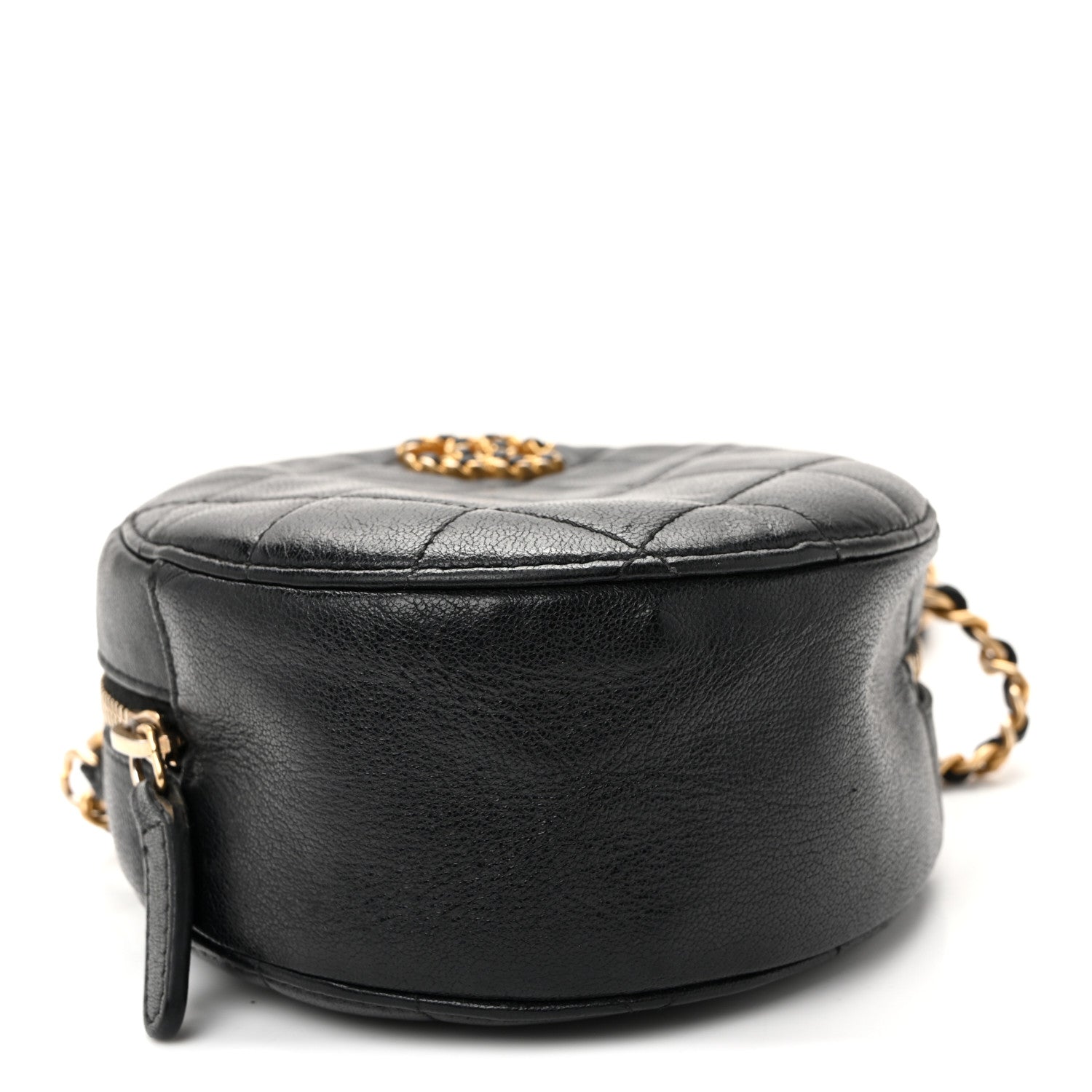 Chanel Goatskin Quilted Chanel 19 Round Clutch With Chain Black 4 of 10