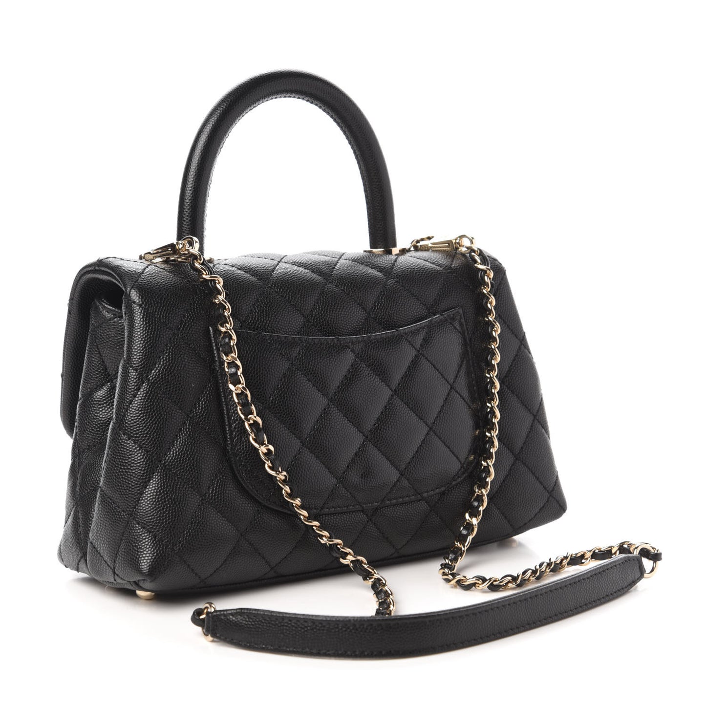Caviar Quilted Mini Coco Handle Flap Black