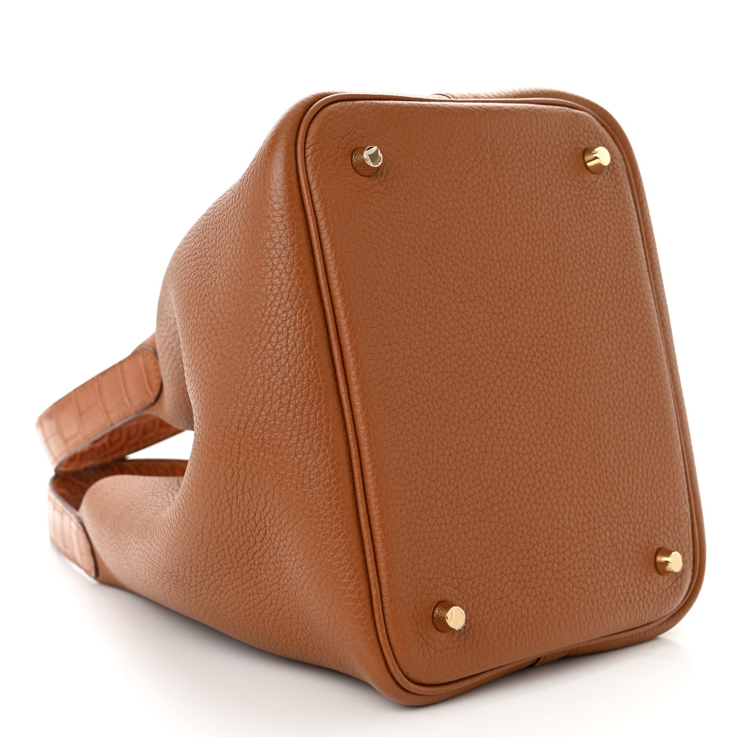 Taurillon Clemence Matte Alligator Picotin Lock Touch 22 MM Gold