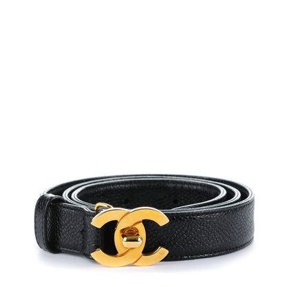 Chanel Caviar CC Logo Skinny Belt 75 30 Black 1 of 5