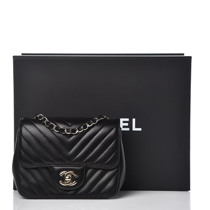 Chanel Lambskin Chevron Quilted Mini Square Flap Black 11 of 11