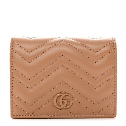 Gucci Calfskin Matelasse Monochrome GG Marmont Card Case Wallet Camelia 1 of 7