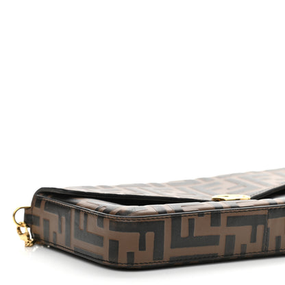 Fendi Vitello Soft F is Fendi Bi-Color FF 1974 Embossed Envelope Wallet on Chain Maya Black 6 of 9