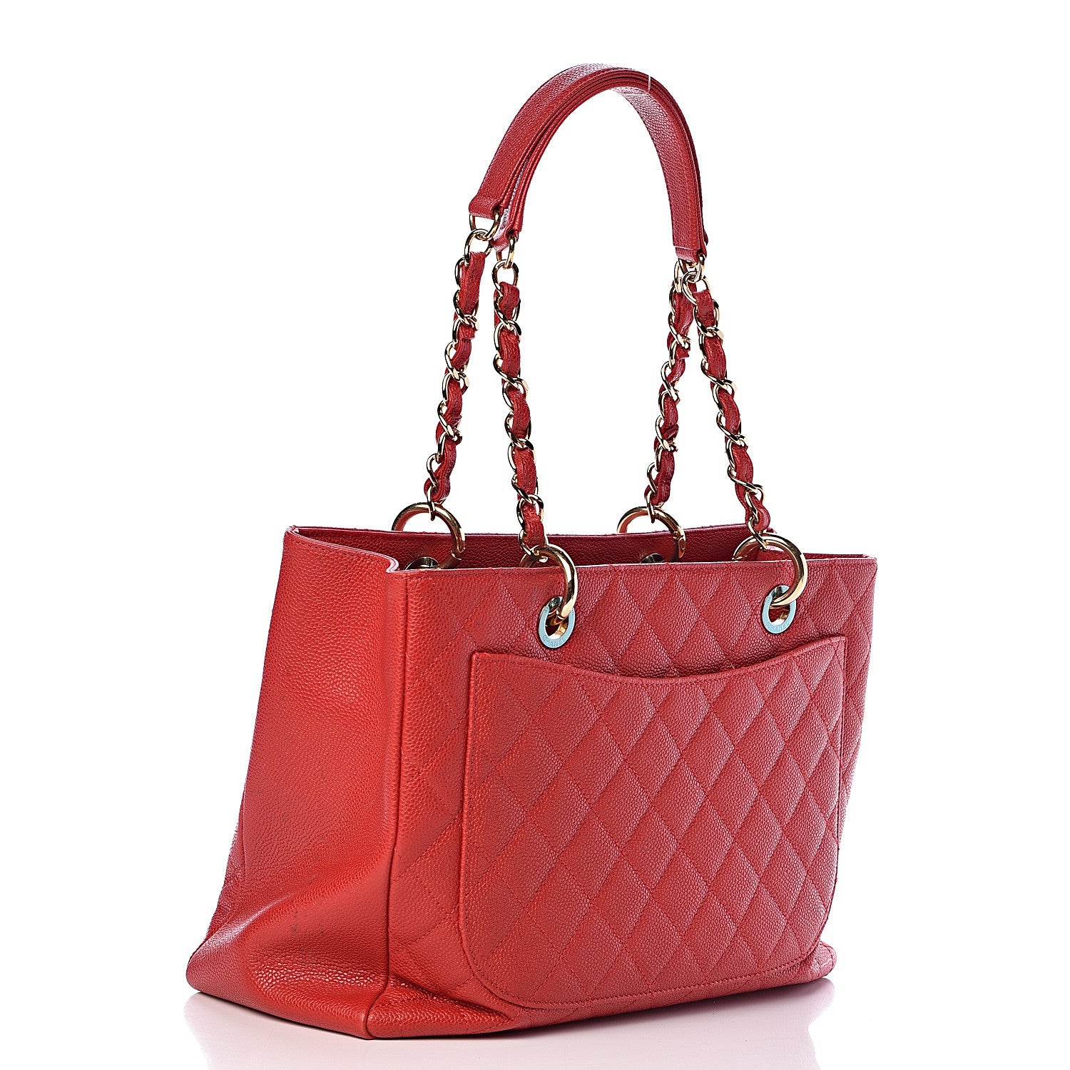 Chanel Caviar Quilted Grand Shopping Tote GST Red 3 of 17