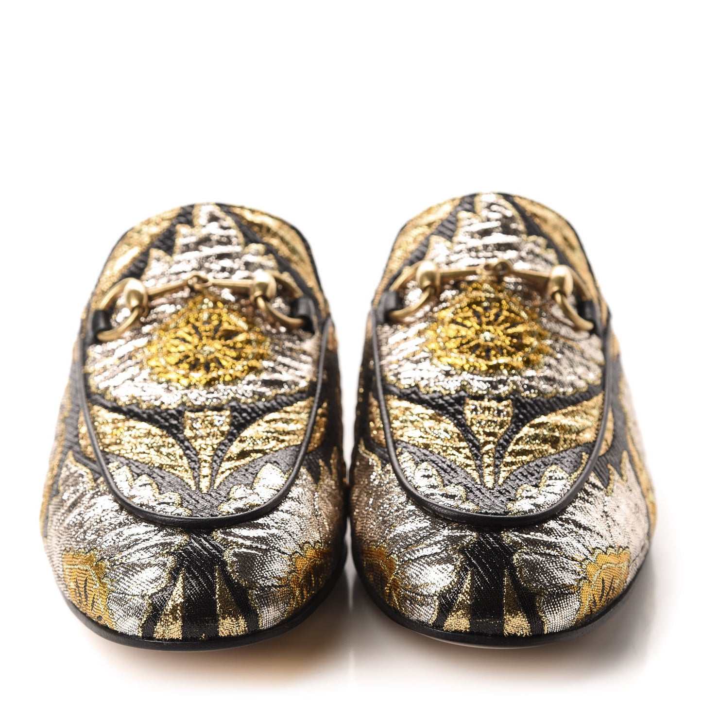 Jacquard Floral Womens Princetown Slippers 36 Oro Black