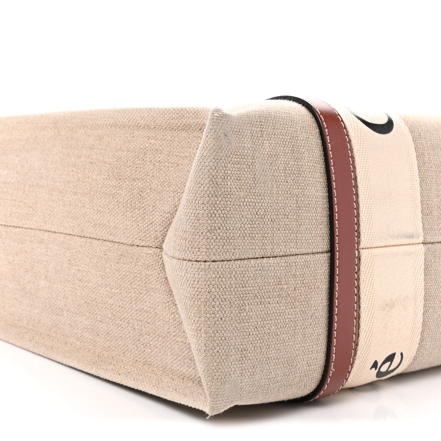 Cotton Calfskin Medium Woody Ribbon Tote White Brown